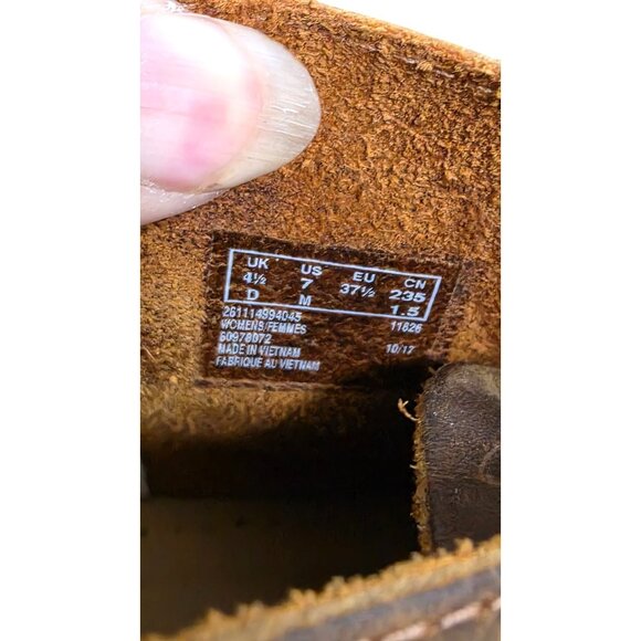 Clarks Women's Brown Leather Chukka Boots Size 7 Distressed with Lace-Up Closure - Picture 7 of 8